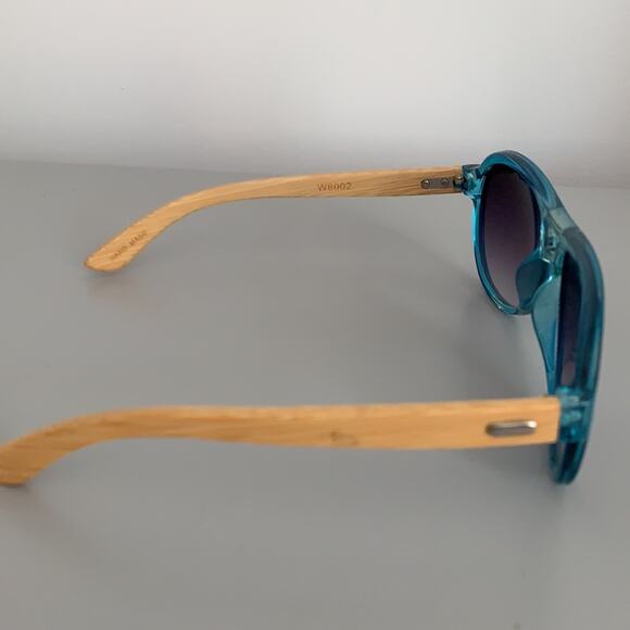 Blue aviator sunglasses bamboo - Picture 4 of 5